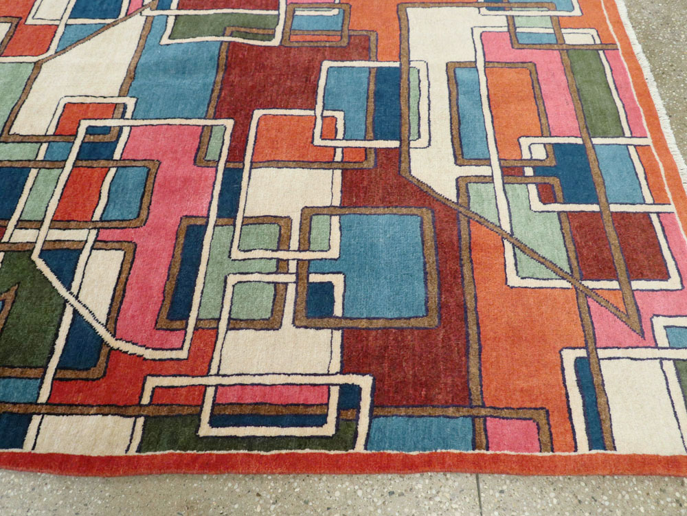 Vintage Persian Sarouk Art Deco Carpet, No.25672 - Galerie Shabab