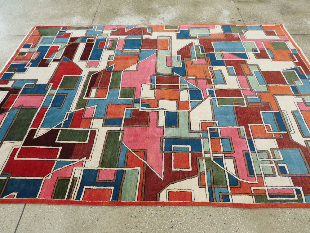 Vintage Persian Sarouk Art Deco Carpet, No.25672 - Galerie Shabab