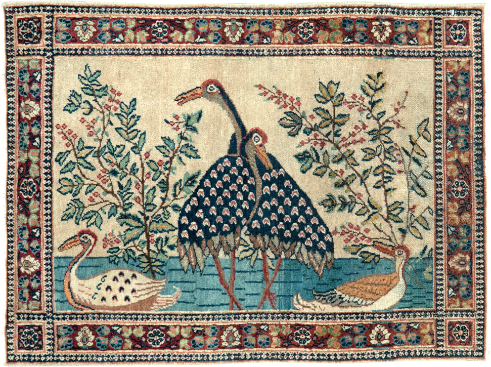 Vintage Persian Kashan Pictorial Rug, No.25674 - Galerie Shabab