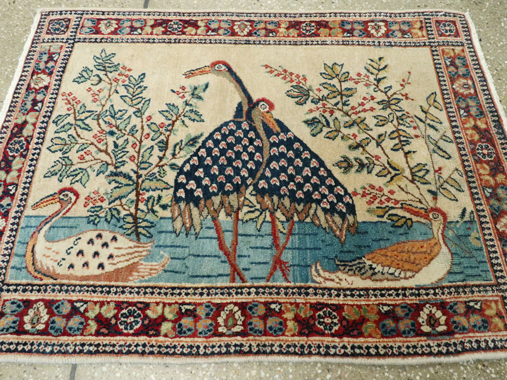 Vintage Persian Kashan Pictorial Rug, No.25674 - Galerie Shabab