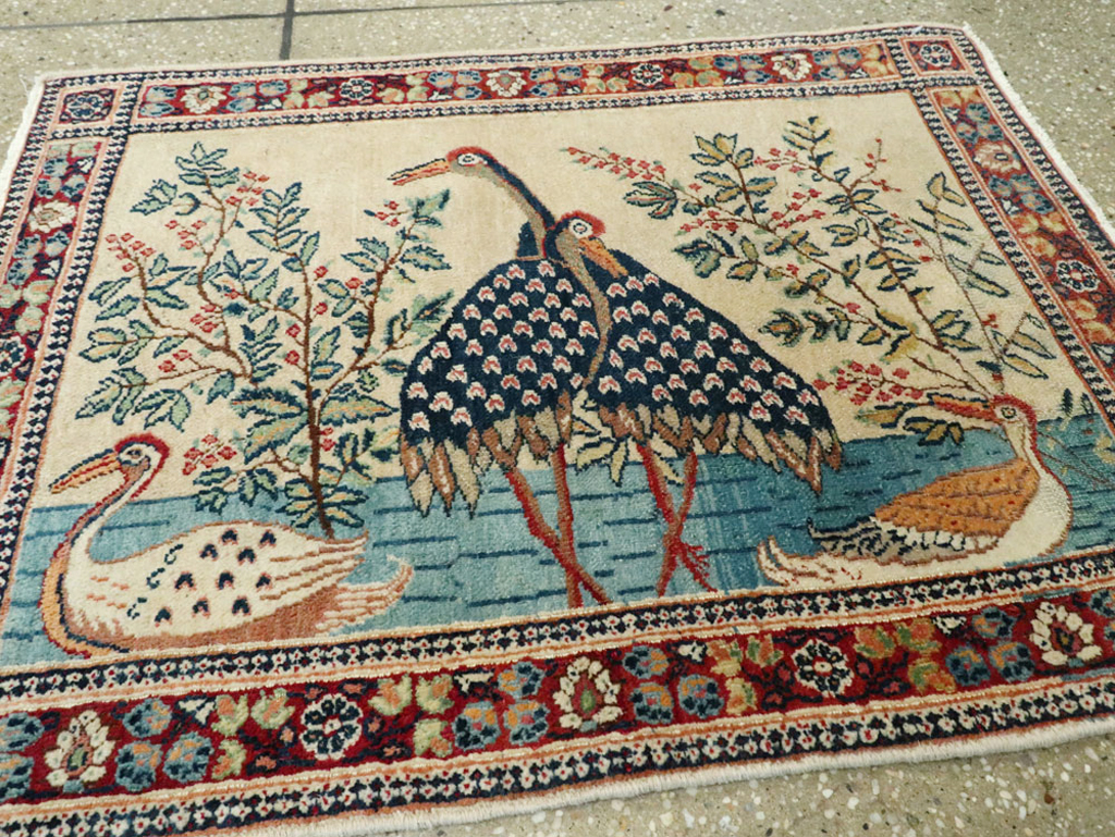 Vintage Persian Kashan Pictorial Rug, No.25674 - Galerie Shabab