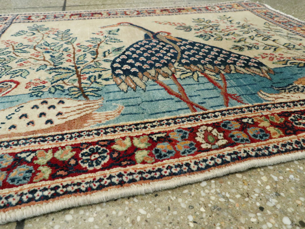 Vintage Persian Kashan Pictorial Rug, No.25674 - Galerie Shabab