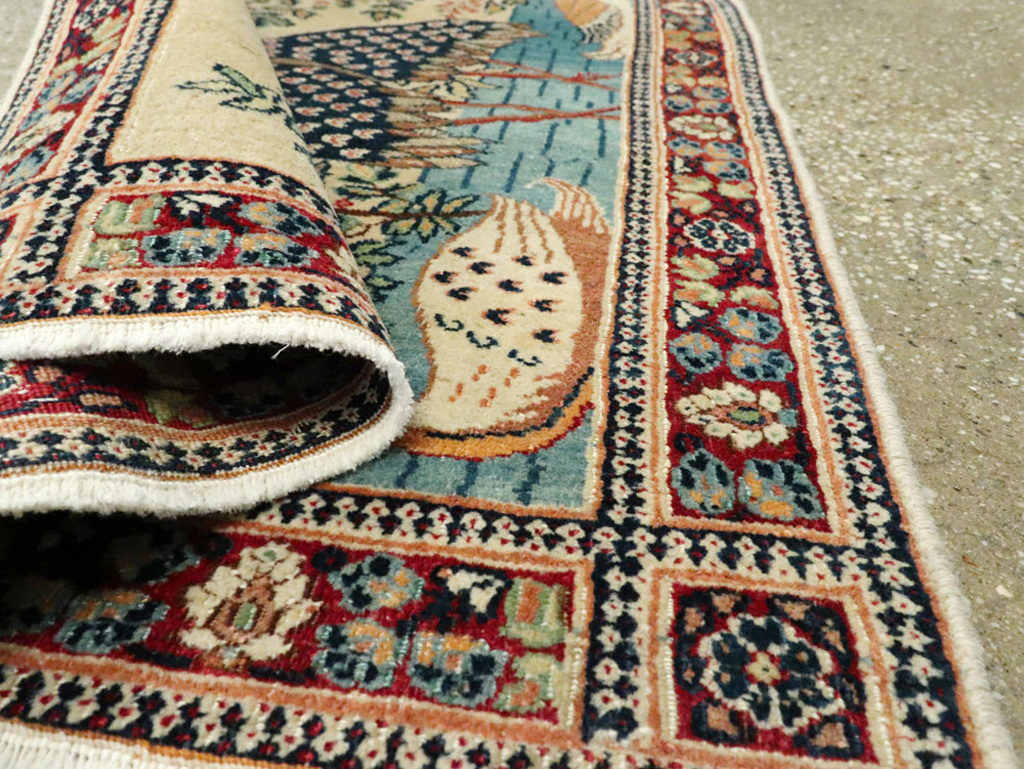 Vintage Persian Kashan Pictorial Rug, No.25674 - Galerie Shabab