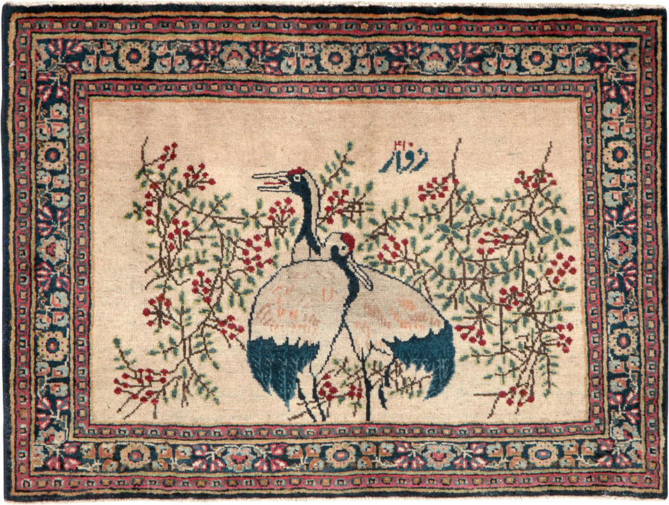 Vintage Persian Kashan Pictorial Rug, No.25675 - Galerie Shabab