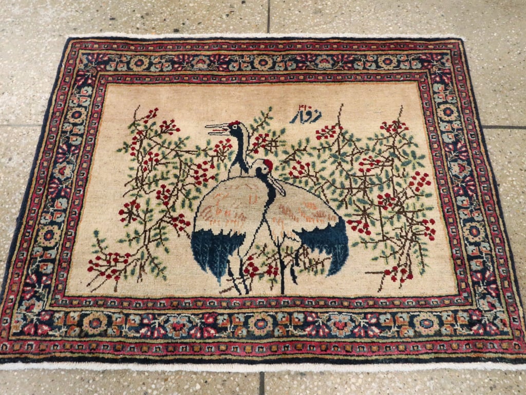 Vintage Persian Kashan Pictorial Rug, No.25675 - Galerie Shabab
