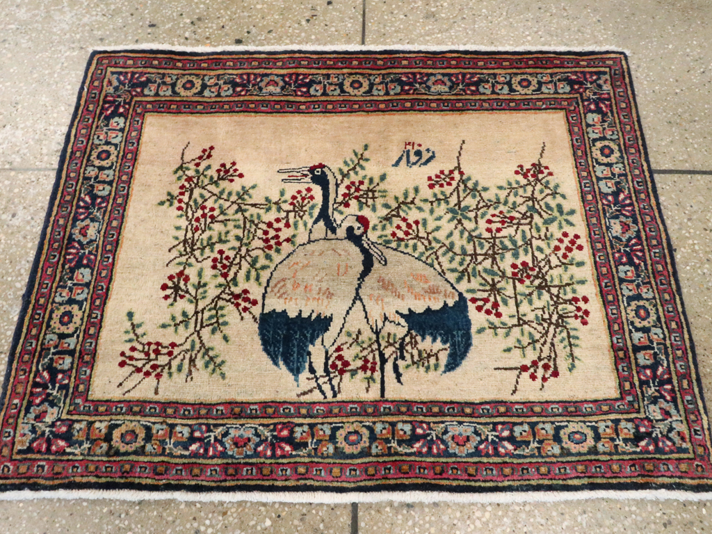 Vintage Persian Kashan Pictorial Rug, No.25675 - Galerie Shabab