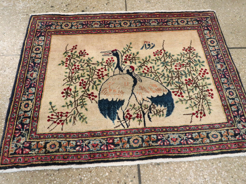 Vintage Persian Kashan Pictorial Rug, No.25675 - Galerie Shabab