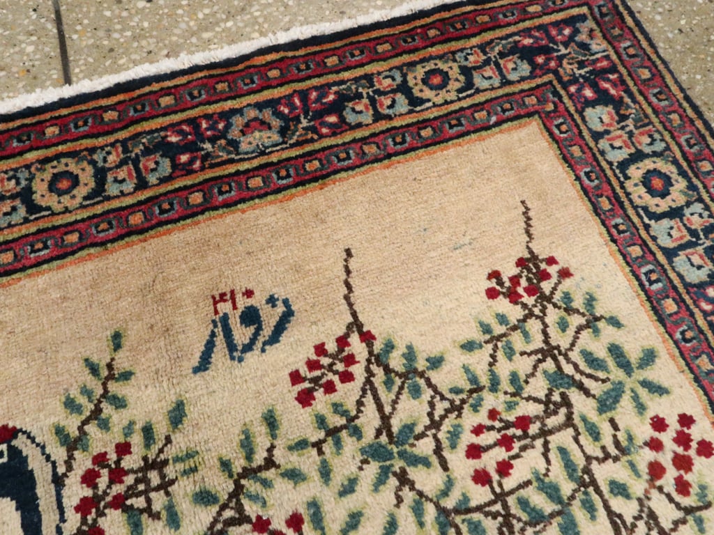 Vintage Persian Kashan Pictorial Rug, No.25675 - Galerie Shabab
