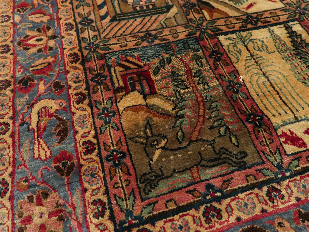 Antique Persian Kashan Silk Pictorial Rug, No.25682 - Galerie Shabab