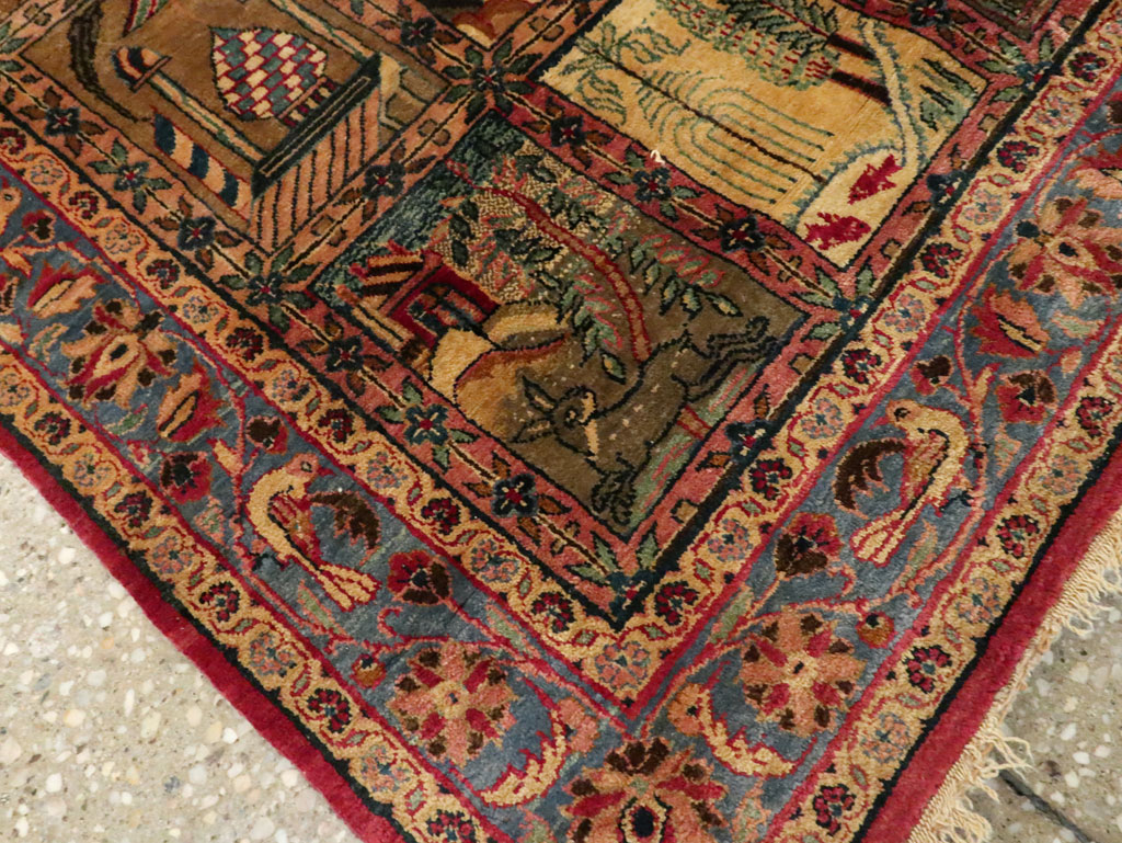 Antique Persian Kashan Silk Pictorial Rug, No.25682 - Galerie Shabab