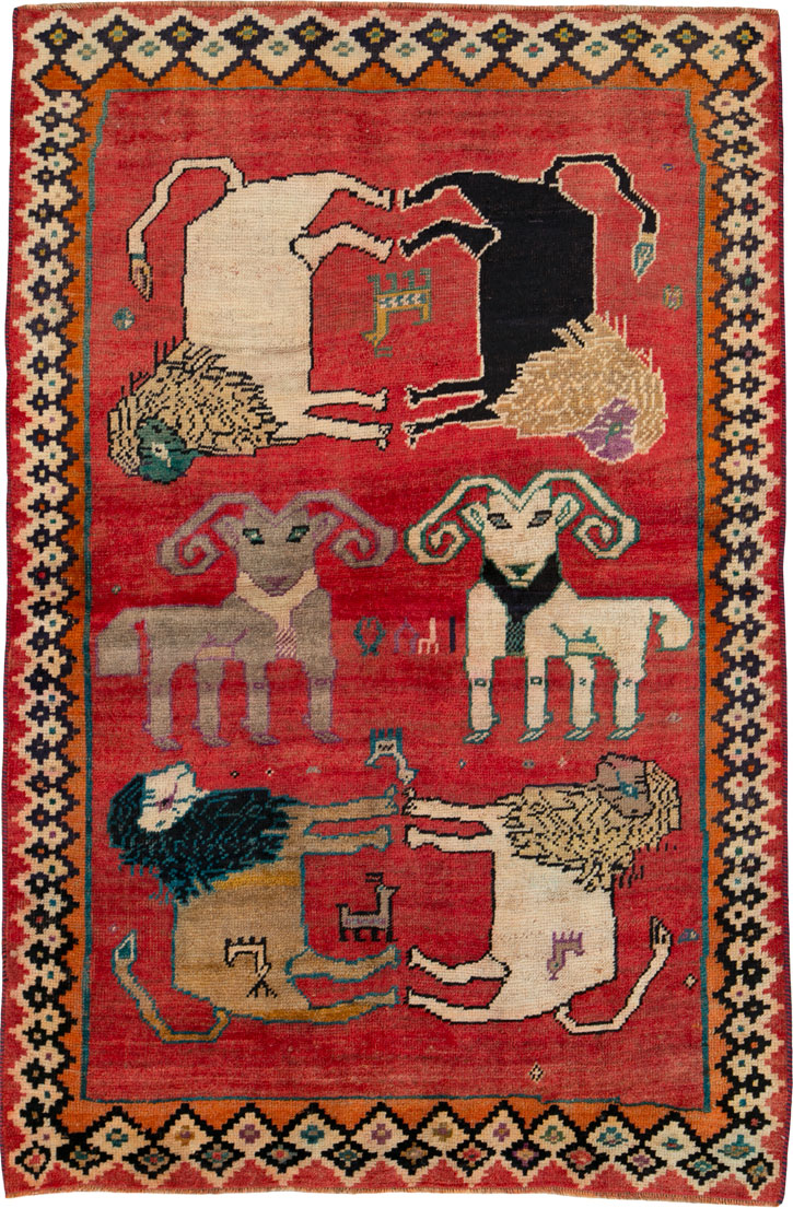 Vintage Persian Gabbeh Pictorial Rug, No.25695 - Galerie Shabab
