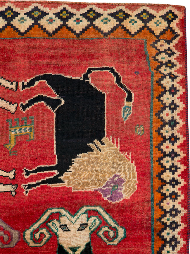 Vintage Persian Gabbeh Pictorial Rug, No.25695 - Galerie Shabab