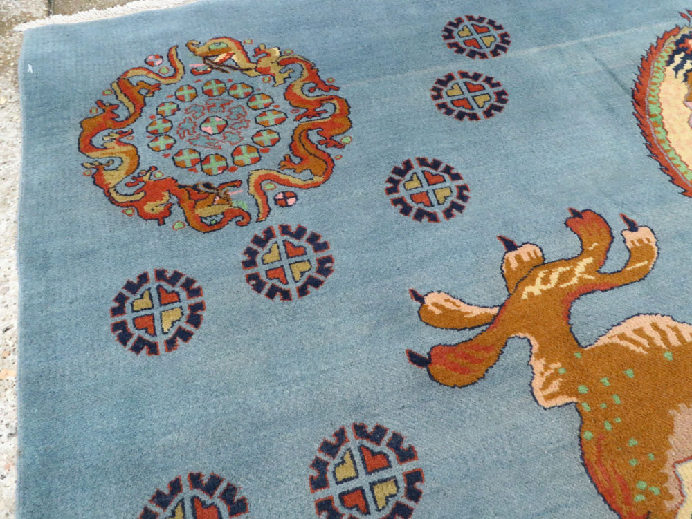 Vintage Persian Dragon Mashad Pictorial Rug, No.25698 - Galerie Shabab