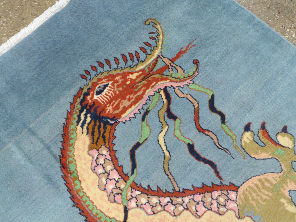 Vintage Persian Dragon Mashad Pictorial Rug, No.25698 - Galerie Shabab