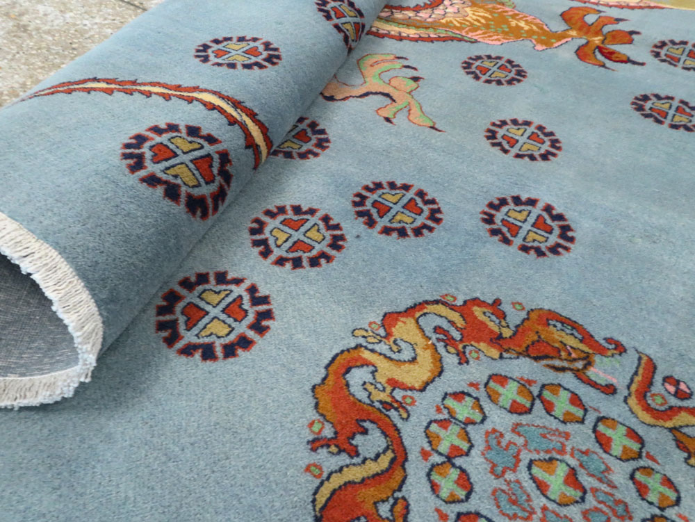 Vintage Persian Dragon Mashad Pictorial Rug, No.25698 - Galerie Shabab