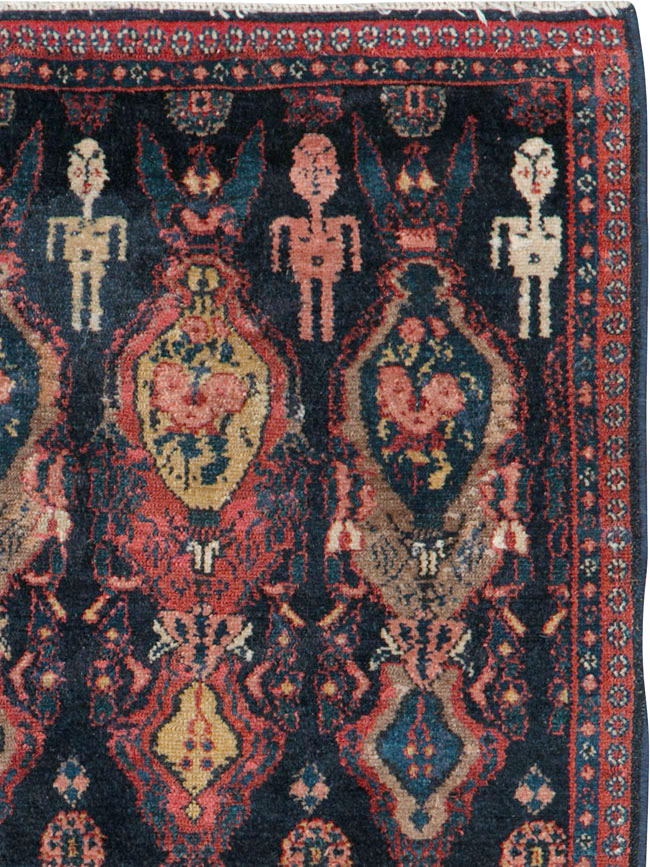 Vintage Persian Senneh Pictorial Rug (Pair: 1 of 2), No.25705 - Galerie Shabab