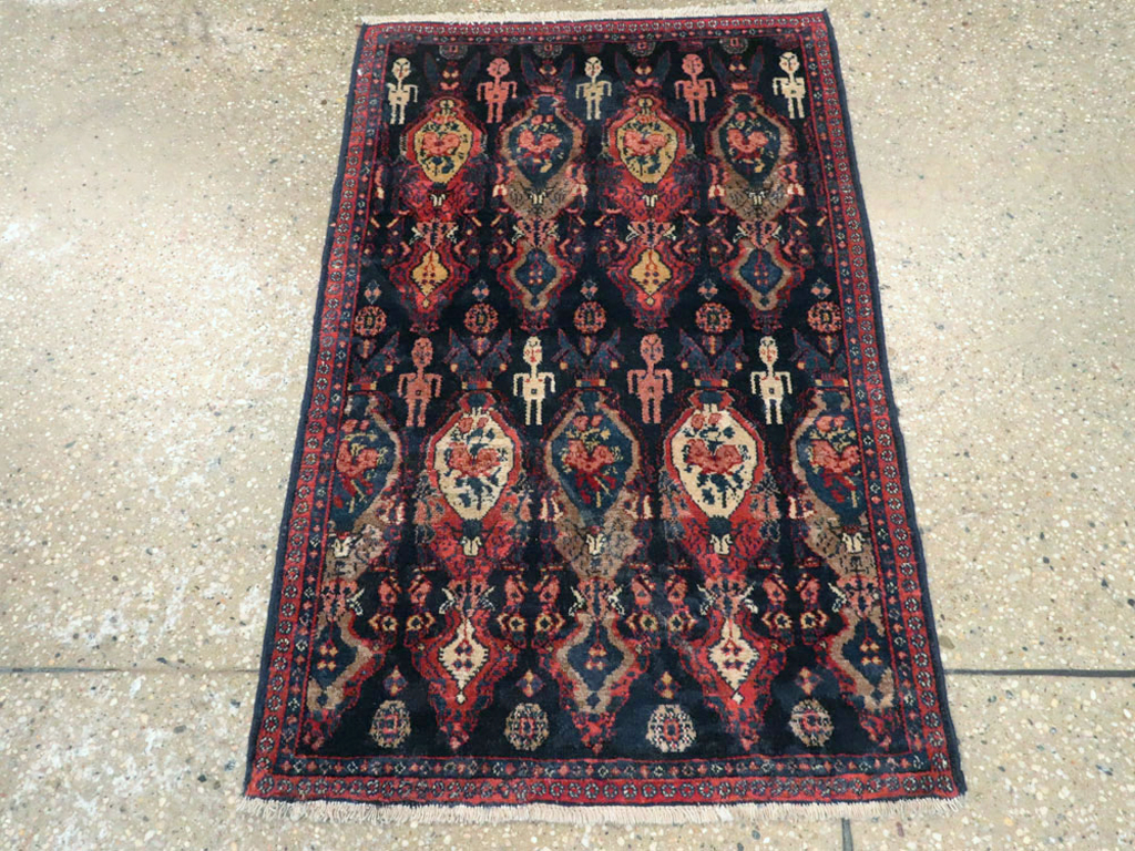 Vintage Persian Senneh Pictorial Rug (Pair: 1 of 2), No.25705 - Galerie Shabab