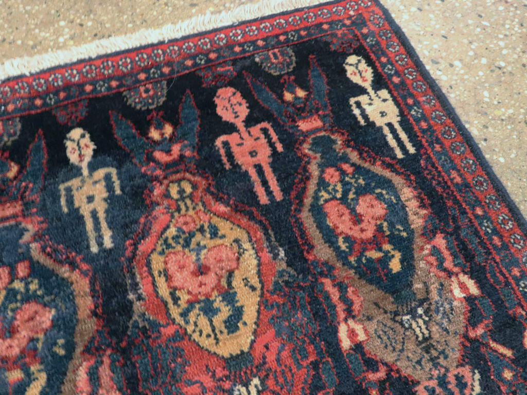 Vintage Persian Senneh Pictorial Rug (Pair: 1 of 2), No.25705 - Galerie Shabab