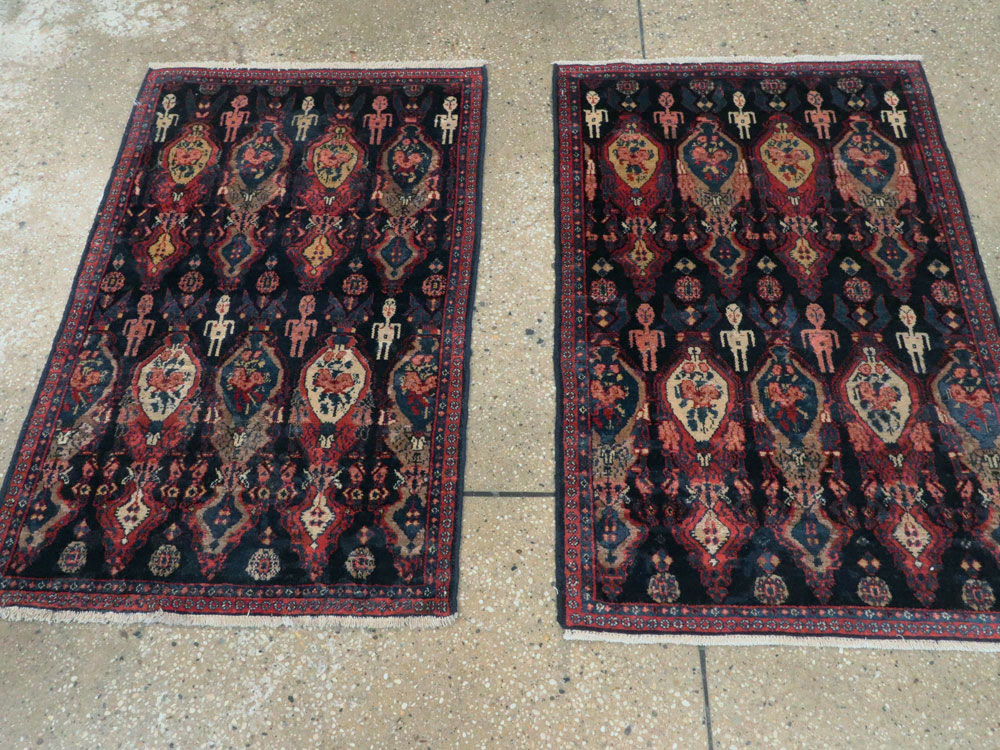 Vintage Persian Senneh Pictorial Rug (Pair: 1 of 2), No.25705 - Galerie Shabab