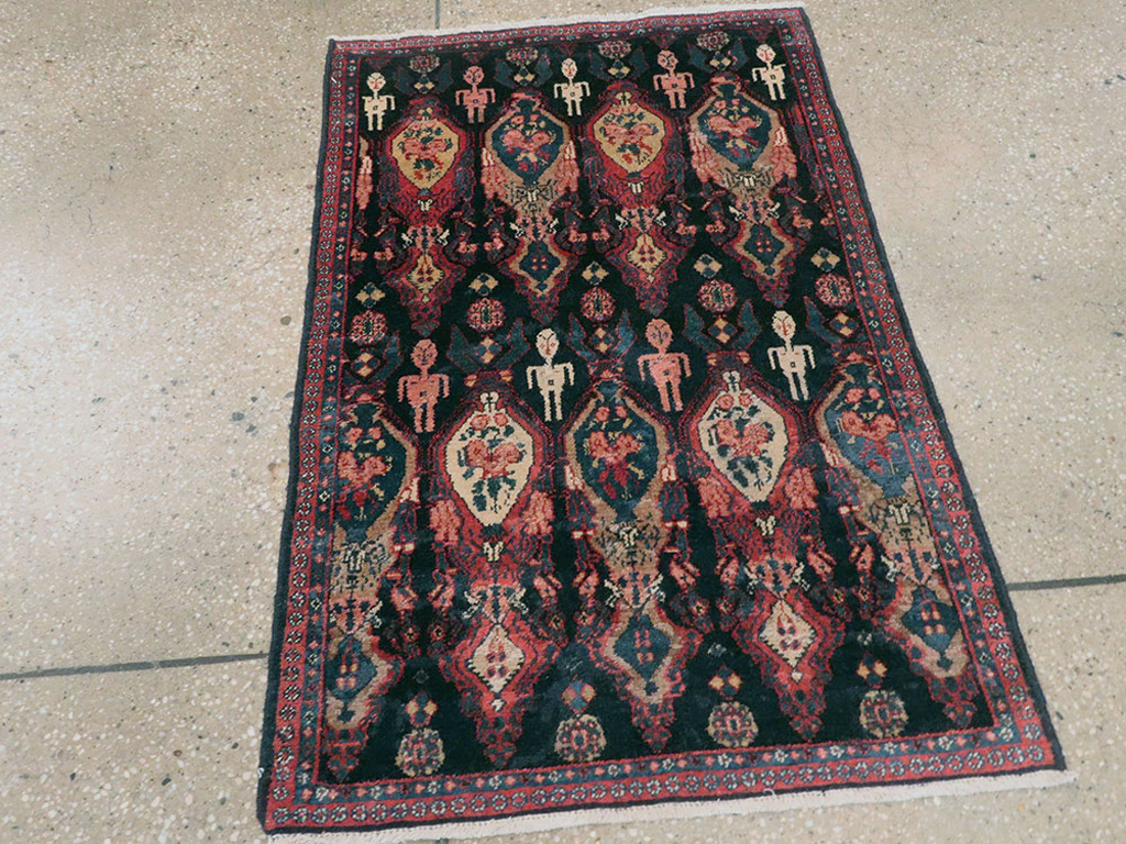 Vintage Persian Senneh Pictorial Rug (Pair: 2 of 2), No.25706 - Galerie Shabab