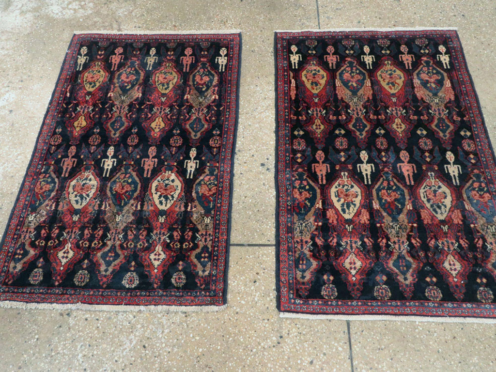 Vintage Persian Senneh Pictorial Rug (Pair: 2 of 2), No.25706 - Galerie Shabab