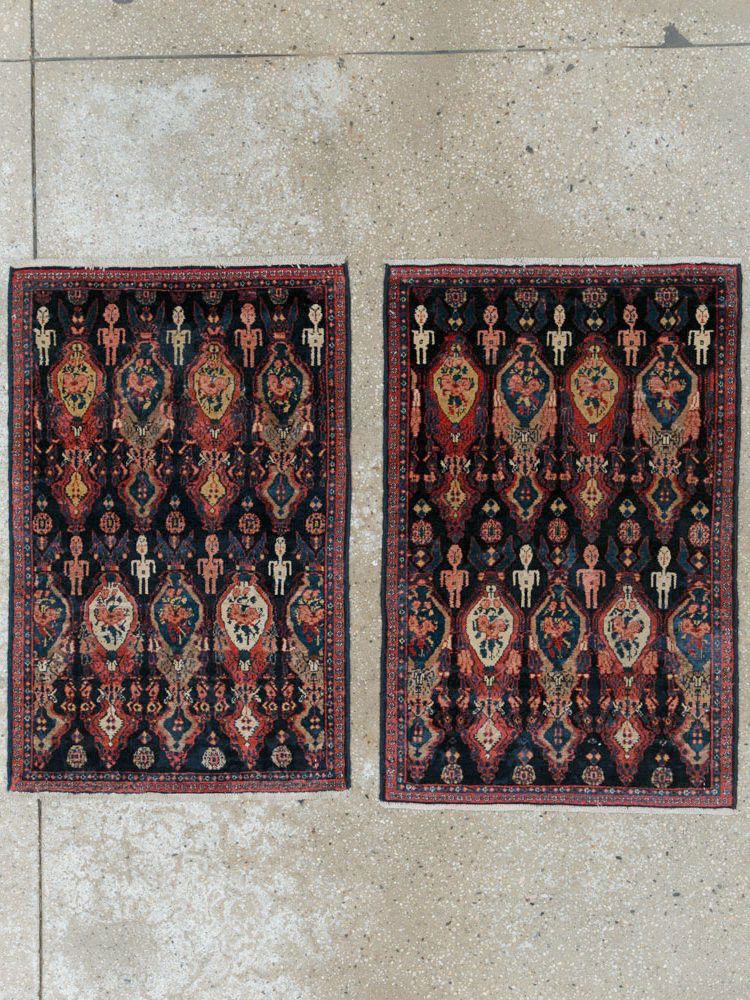 Vintage Persian Senneh Pictorial Rug (Pair: 2 of 2), No.25706 - Galerie Shabab