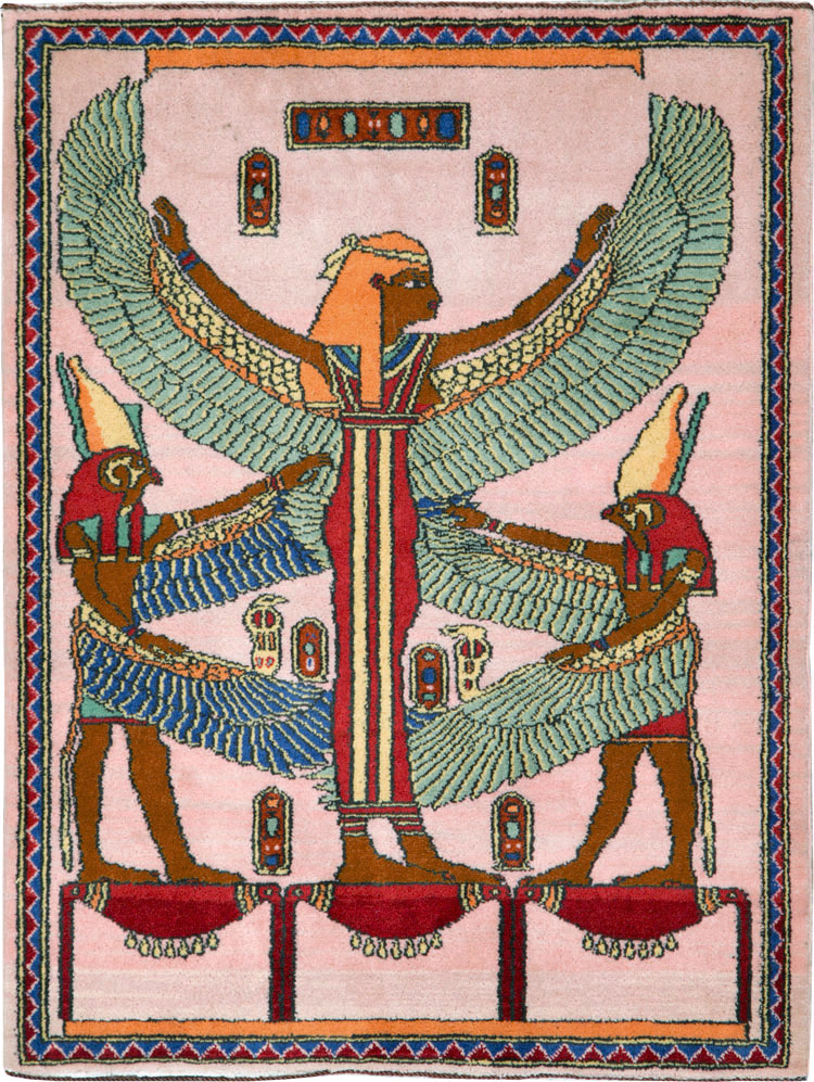 Vintage Goddess Isis Egyptian Pictorial Rug, No.25727 - Galerie Shabab