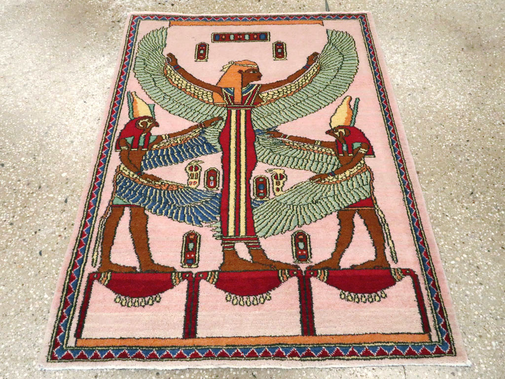 Vintage Goddess Isis Egyptian Pictorial Rug, No.25727 - Galerie Shabab