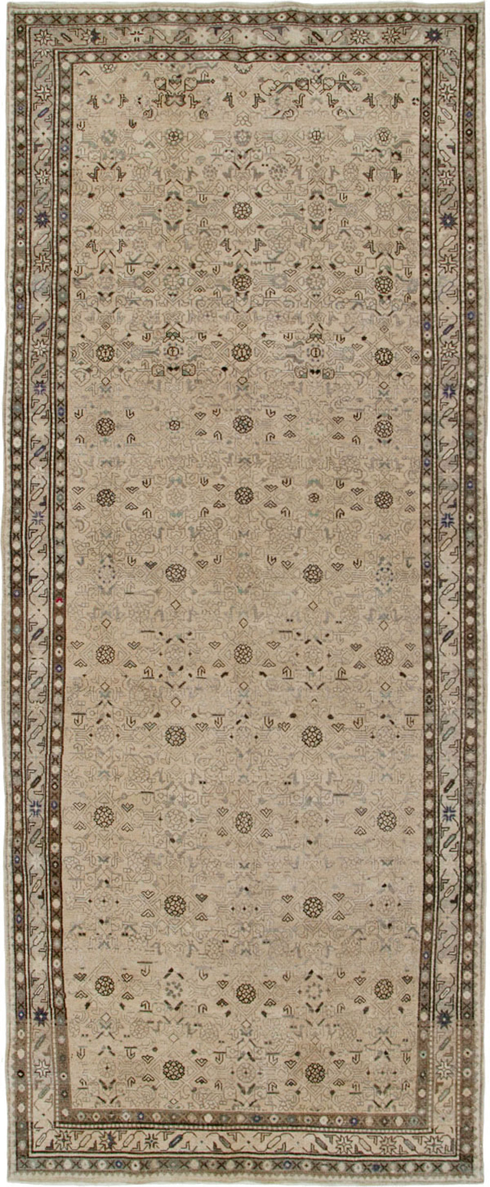 Vintage Persian Malayer Wide Gallery Runner, No.25759 - Galerie Shabab
