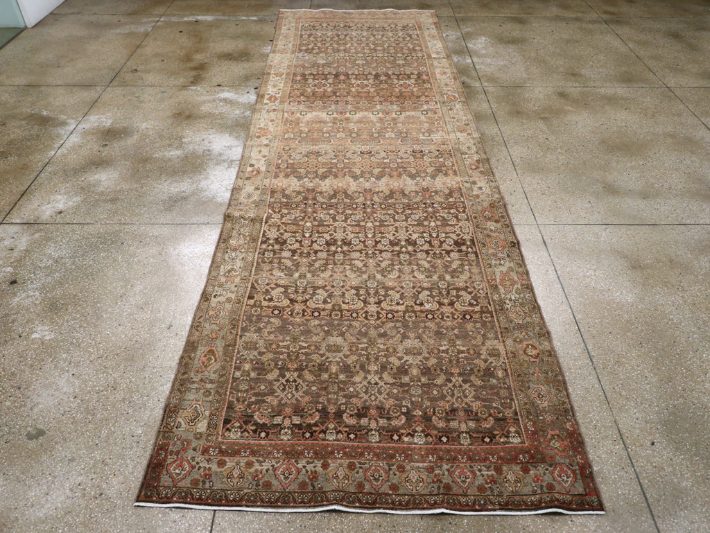 Vintage Persian Malayer Wide Gallery Runner, No.25776 - Galerie Shabab