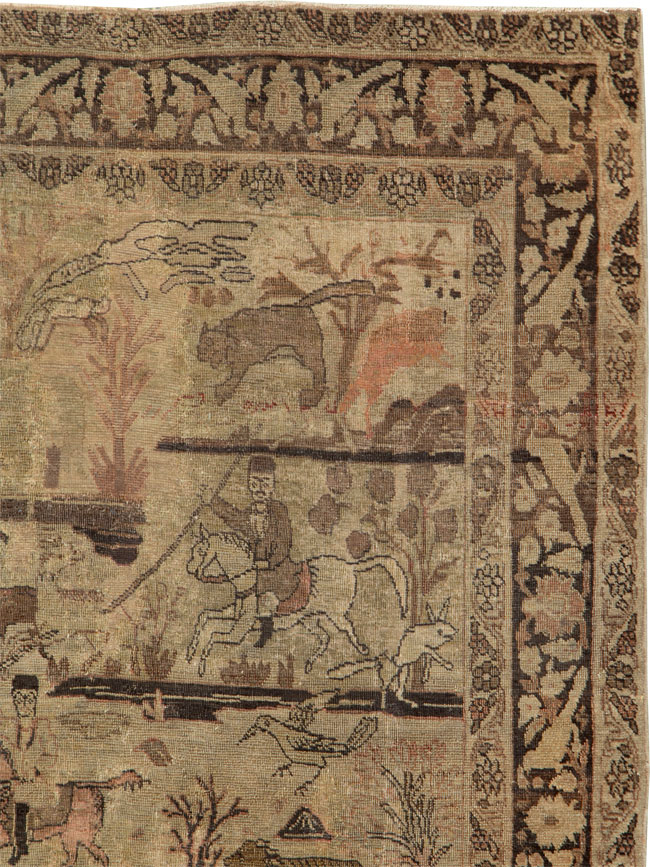 Antique Persian Pictorial Tabriz Rug, No.25828 - Galerie Shabab