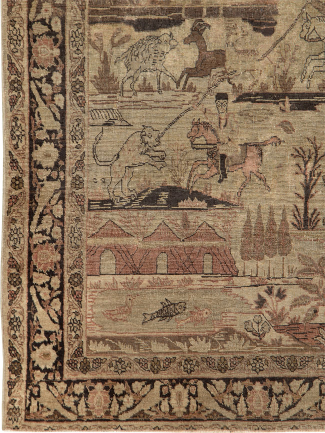 Antique Persian Pictorial Tabriz Rug, No.25828 - Galerie Shabab
