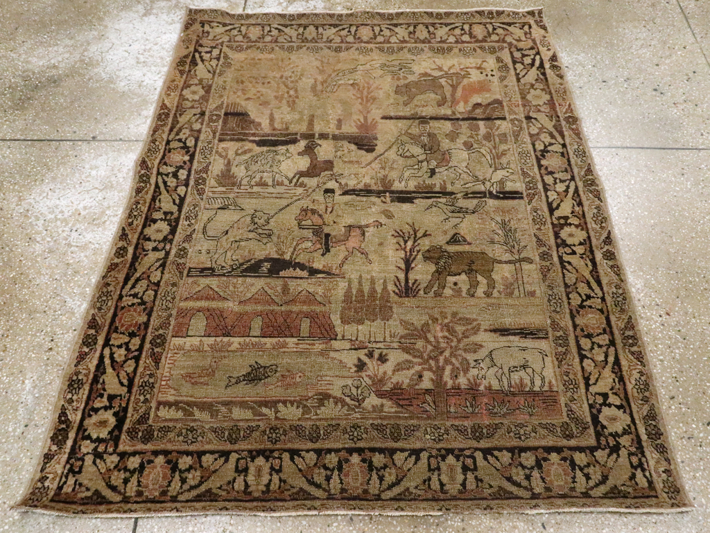 Antique Persian Pictorial Tabriz Rug, No.25828 - Galerie Shabab