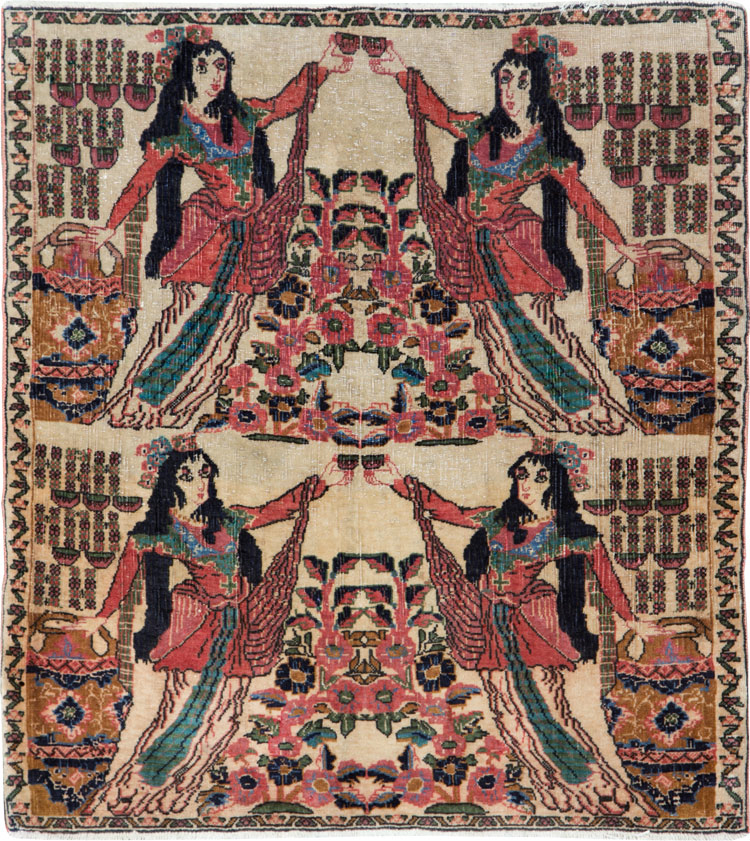 Vintage Persian Tabriz Pictorial Rug, No.25829 - Galerie Shabab