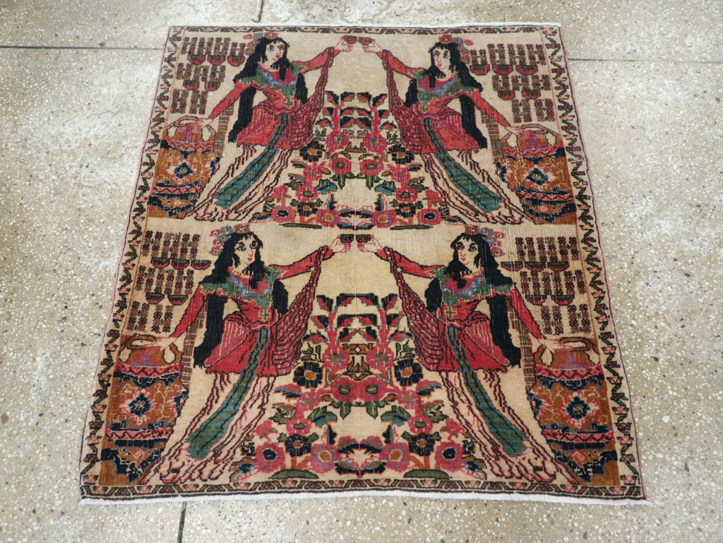 Vintage Persian Tabriz Pictorial Rug, No.25829 - Galerie Shabab