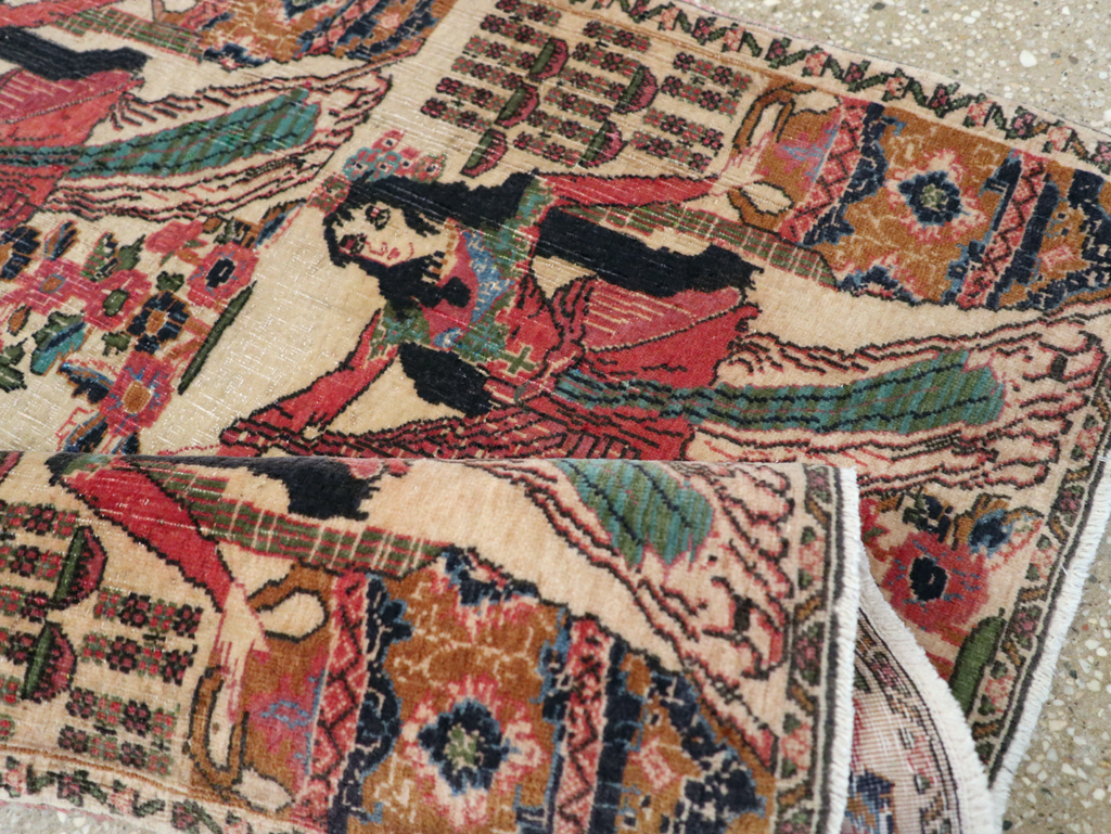 Vintage Persian Tabriz Pictorial Rug, No.25829 - Galerie Shabab