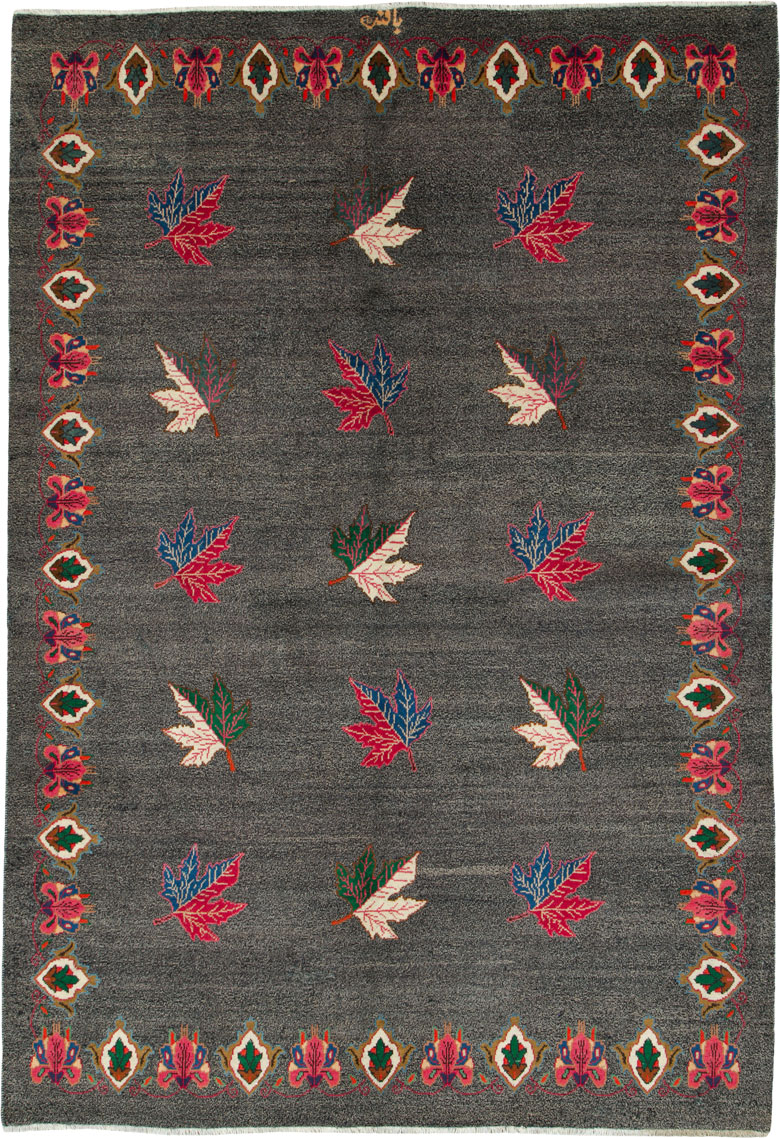 Vintage Persian Mashad Art Deco Carpet, No.25850 - Galerie Shabab