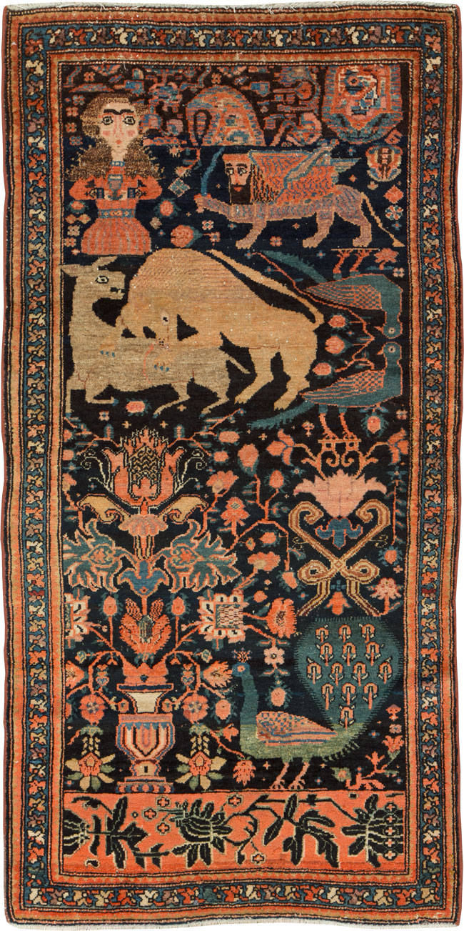 Antique Persian Malayer Pictorial Rug, No.25857 - Galerie Shabab