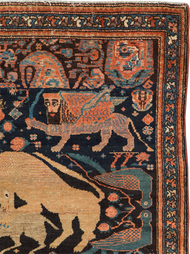 Antique Persian Malayer Pictorial Rug, No.25857 - Galerie Shabab