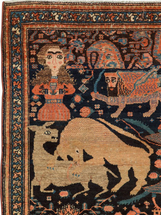 Antique Persian Malayer Pictorial Rug, No.25857 - Galerie Shabab