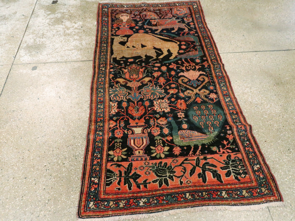 Antique Persian Malayer Pictorial Rug, No.25857 - Galerie Shabab