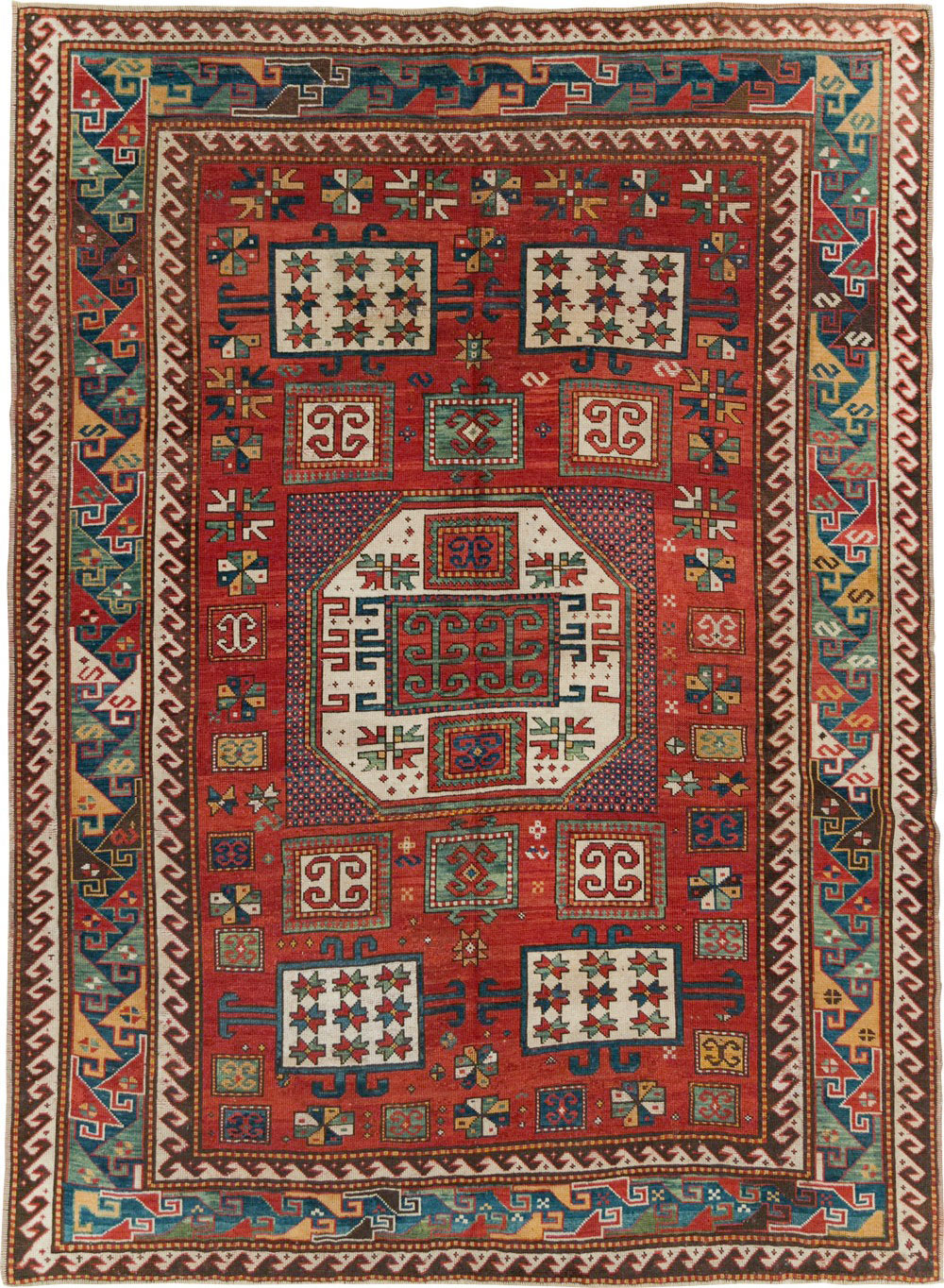 Antique Caucasian Kazak Accent Carpet, No.25858 - Galerie Shabab