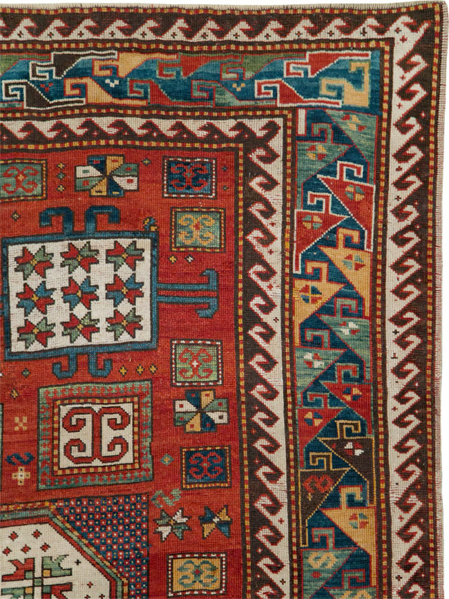 Antique Caucasian Kazak Accent Carpet, No.25858 - Galerie Shabab