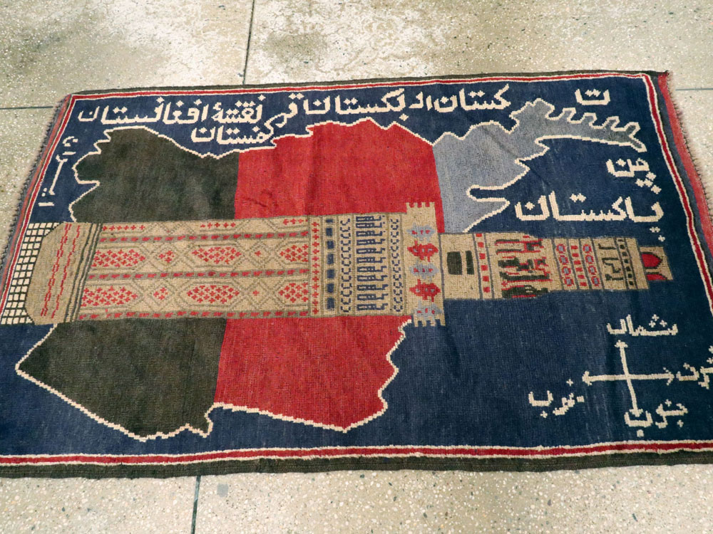 Vintage Afghan Pictorial Map Rug, No.25870 - Galerie Shabab