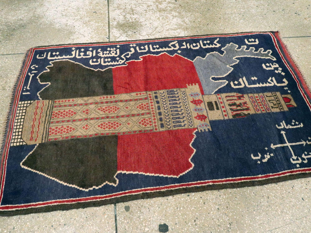 Vintage Afghan Pictorial Map Rug, No.25870 - Galerie Shabab