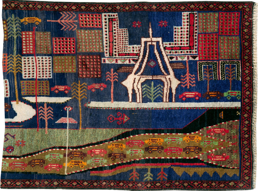 Vintage Afghan Pictorial Baluch Rug, No.25871 - Galerie Shabab
