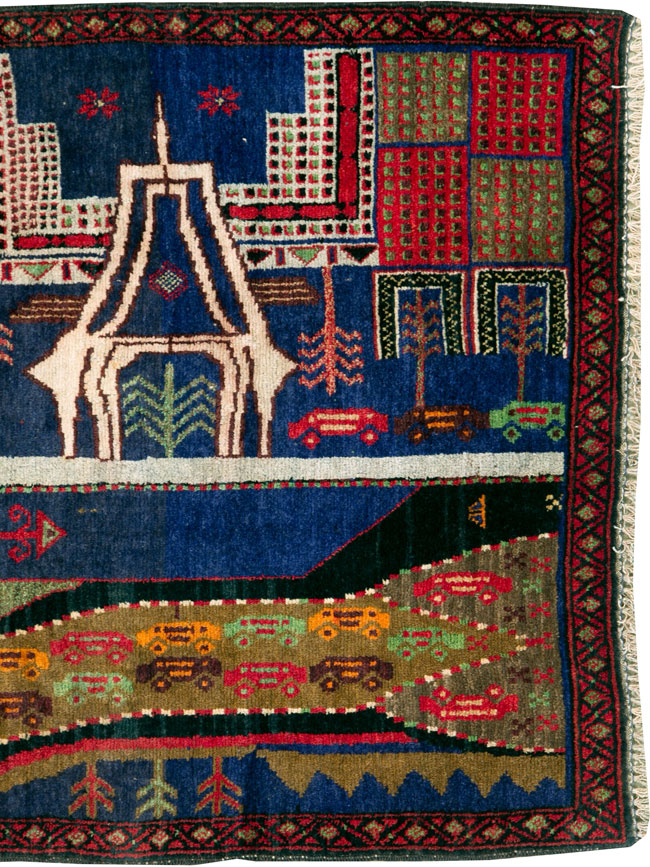 Vintage Afghan Pictorial Baluch Rug, No.25871 - Galerie Shabab