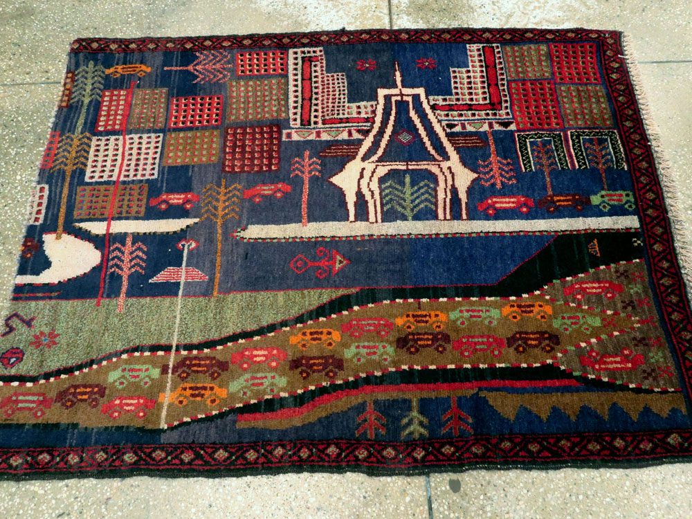 Vintage Afghan Pictorial Baluch Rug, No.25871 - Galerie Shabab