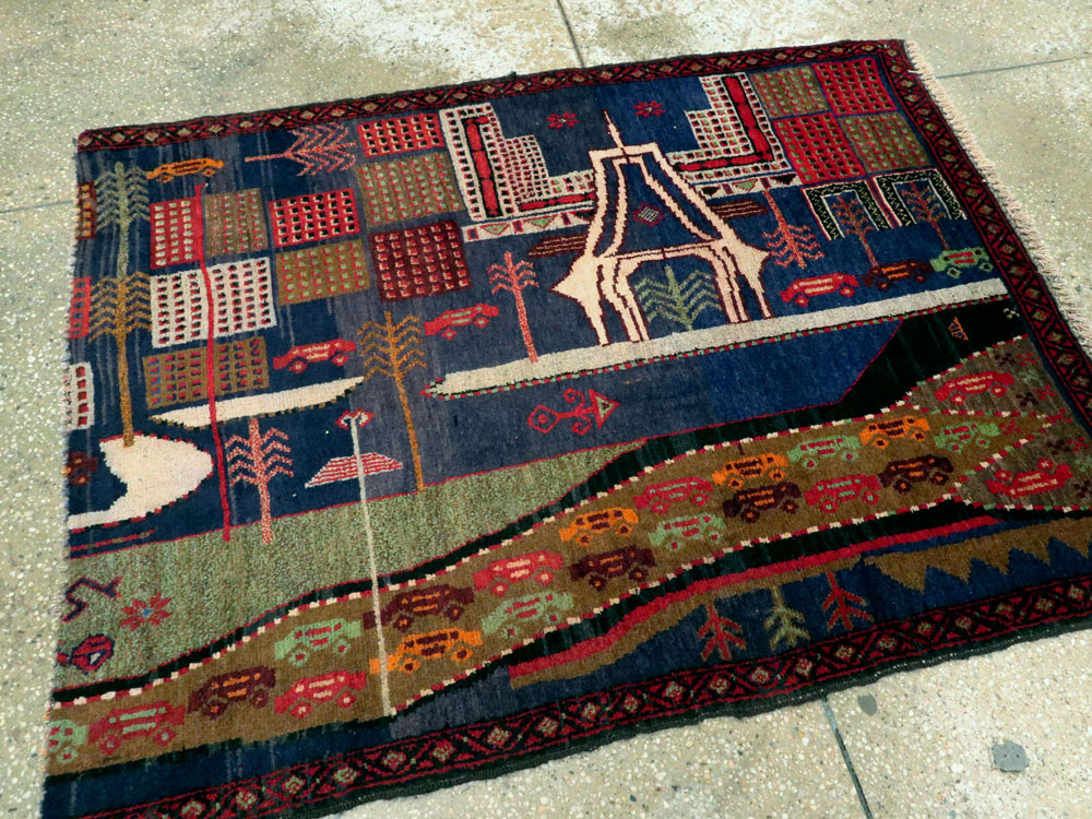 Vintage Afghan Pictorial Baluch Rug, No.25871 - Galerie Shabab