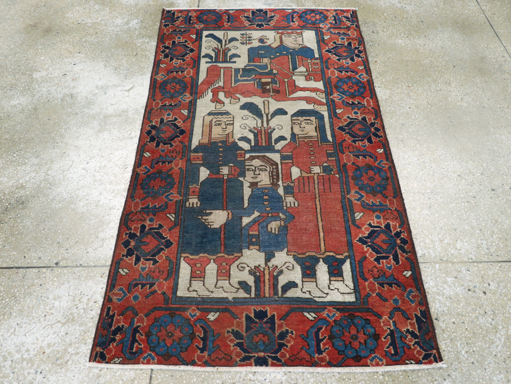Vintage Persian Bakhtiari Pictorial Throw Rug, No.25872 - Galerie Shabab